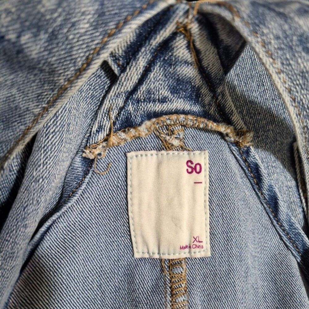 Denim XL Overalls Bib Mini Dress Blue Mini Pockets Adjustable Straps Casual Chic - Picture 6 of 7